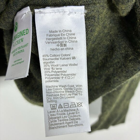 J Crew Teddie Sweater Sz M Dark Green Wool Cotton Blend Preppy Crew Neck Casual - Picture 7 of 9